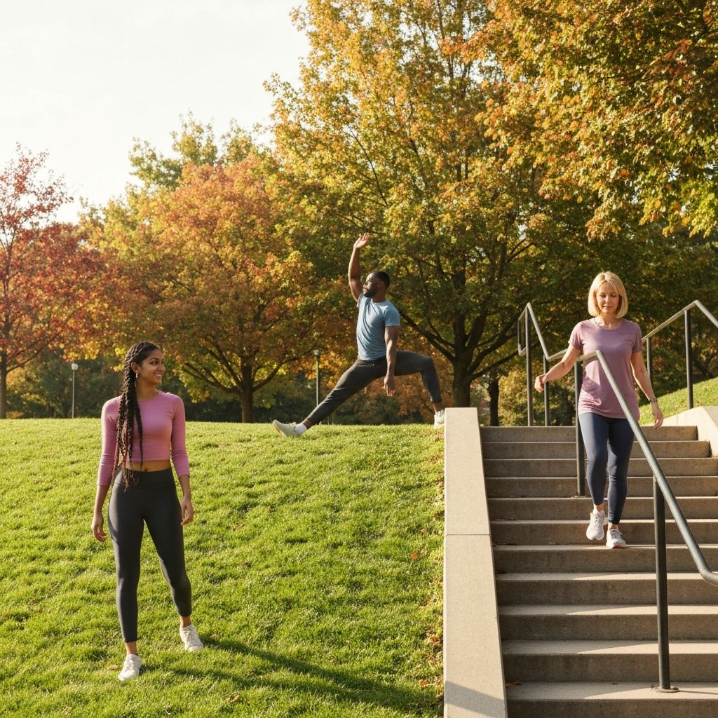 People engaged in natural outdoor movement and walking